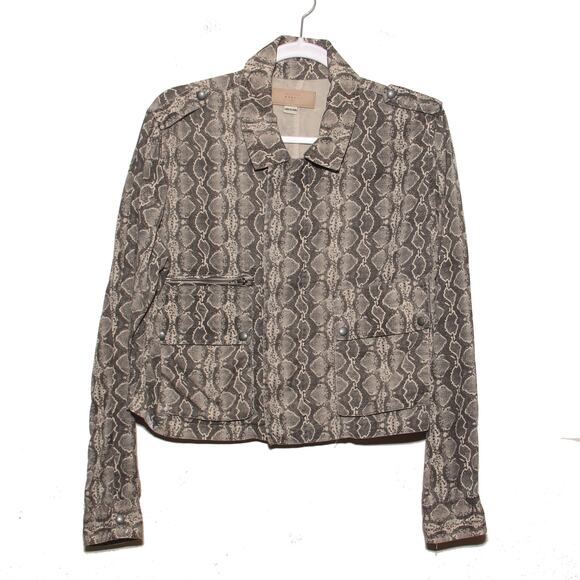 Blank NYC Snakeskin Print Crop Moto Jacket‎ Size Medium - Picture 1 of 9
